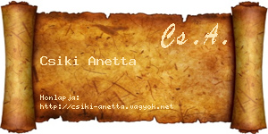 Csiki Anetta névjegykártya